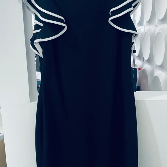 Elegant Black and White Ruffle Dress - Picture 3 of 8